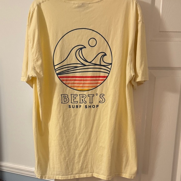 Bert's Surf Shop Yellow Short Sleeve Tee Beach Surfer - Picture 6 of 6